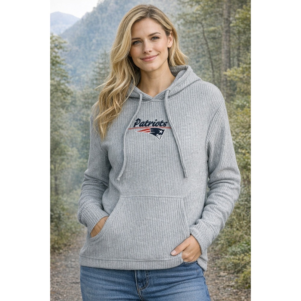 WEAR‎ Erin Andrews NE Patriots Hoodie Womens XL Gray Ribbed Pullover NWT